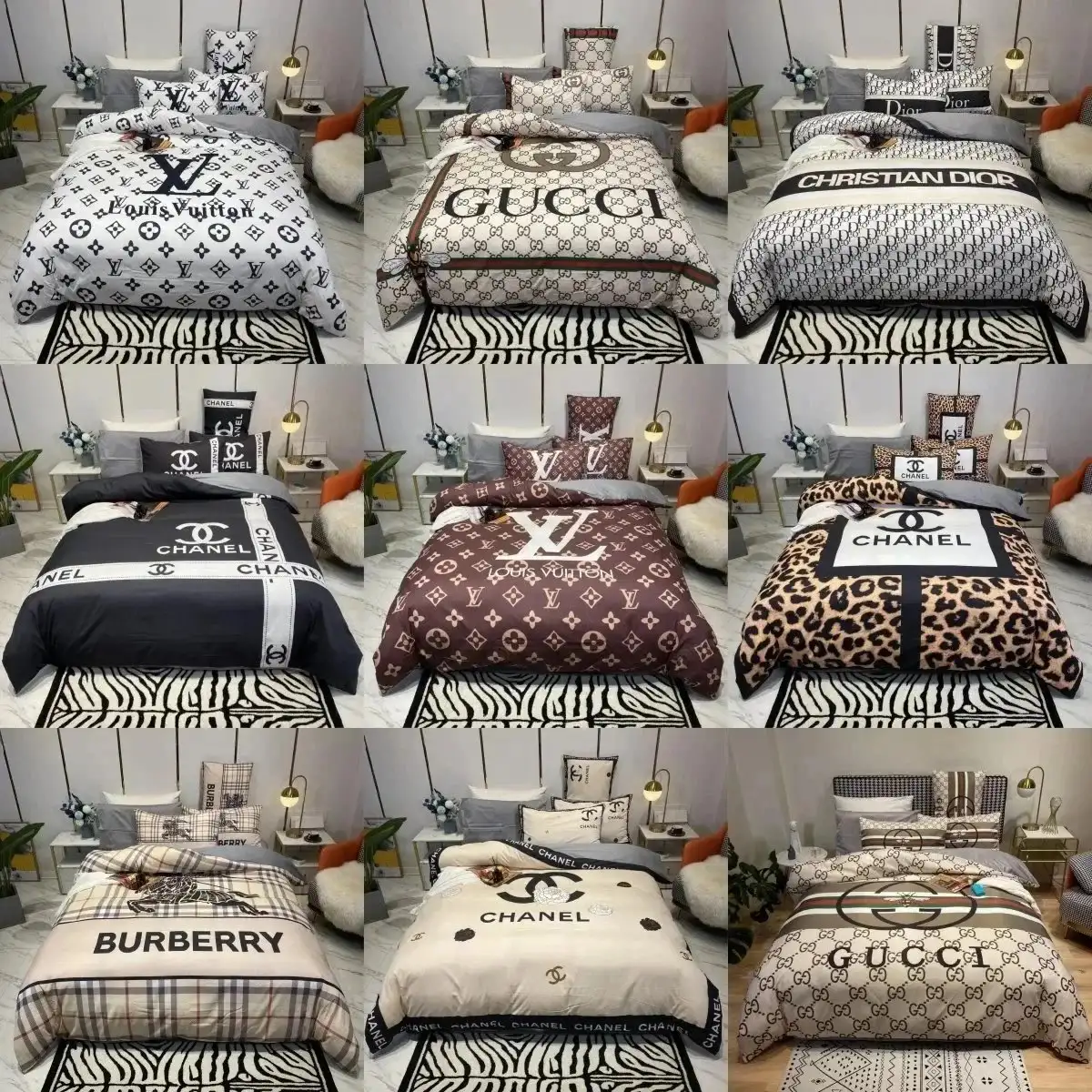 LV & Gucci & chanel & Burberry bedding (40 styles)