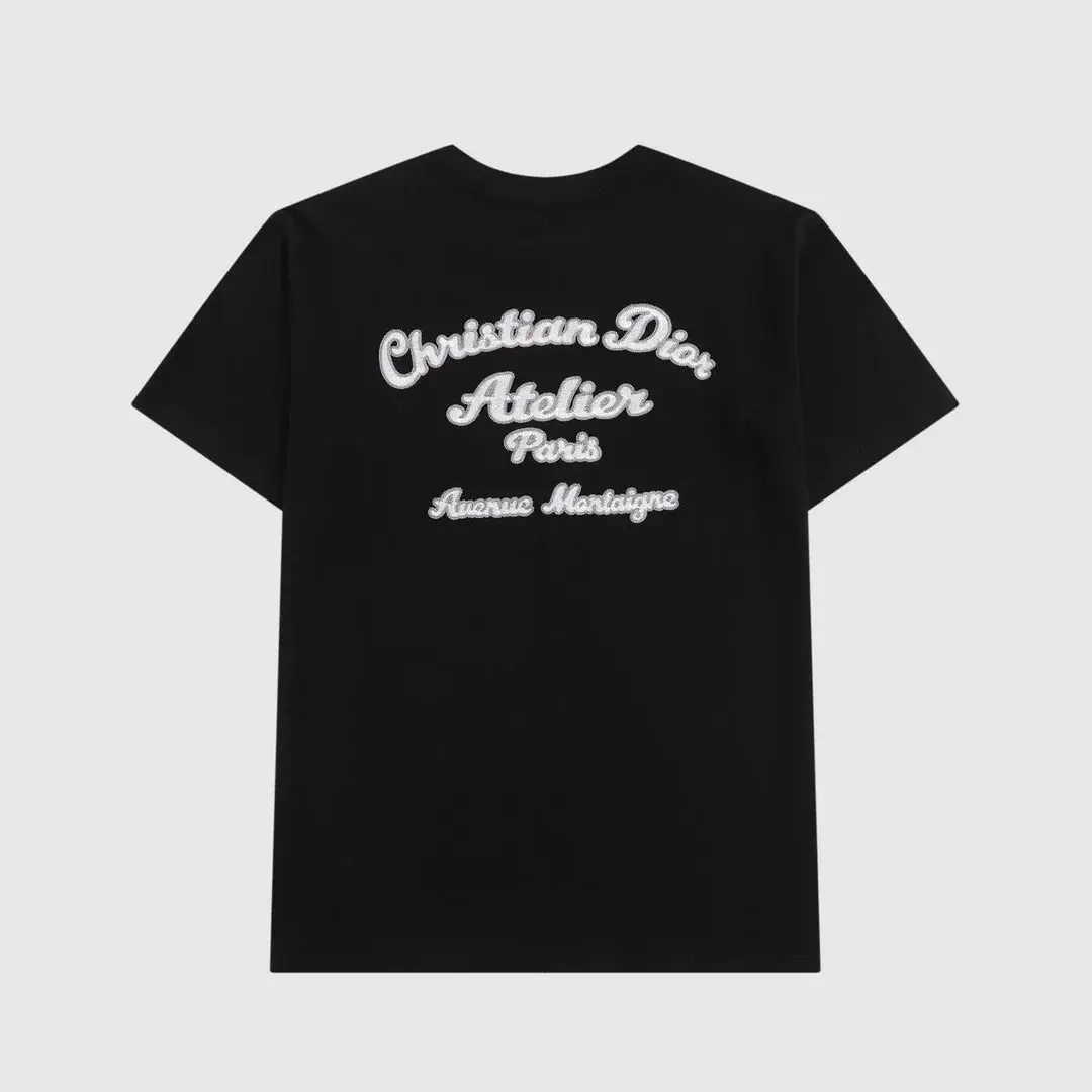 Dior Men's Black T-Shirt with Embroidered Logo - Luxury Fashion — foto 3 de 6