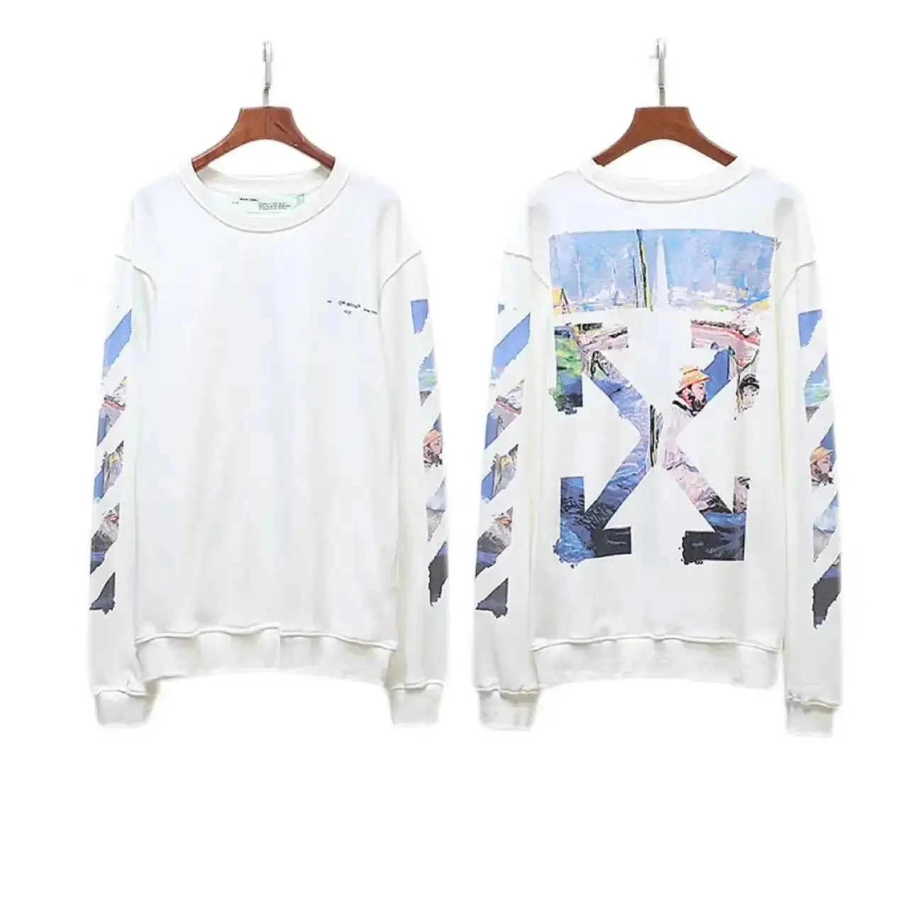 Off-White Men's Black Crewneck Sweatshirt with Iconic Logo and Stripes — foto 5 de 6